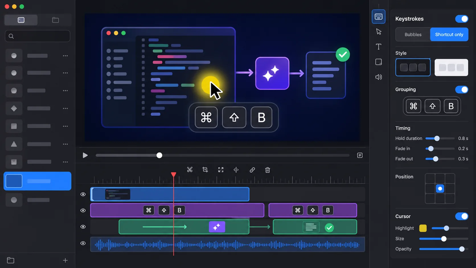A privacy-safe ScreenTale editor view prepared for an AI programming tutorial