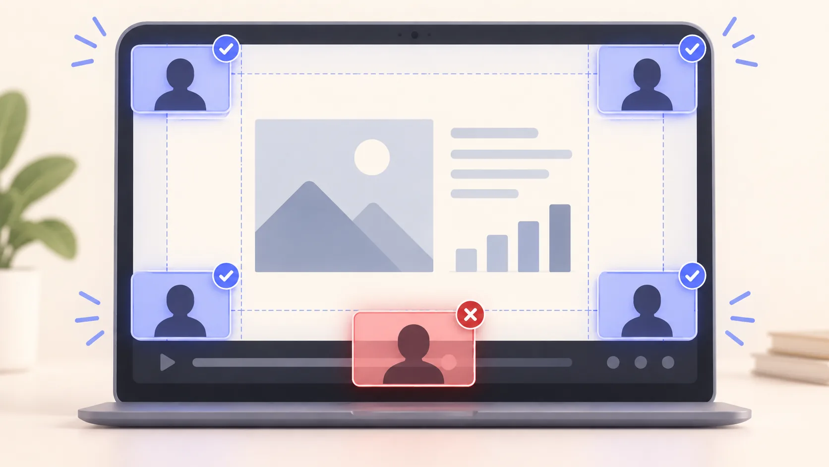 Safe and blocked webcam overlay positions around a presentation