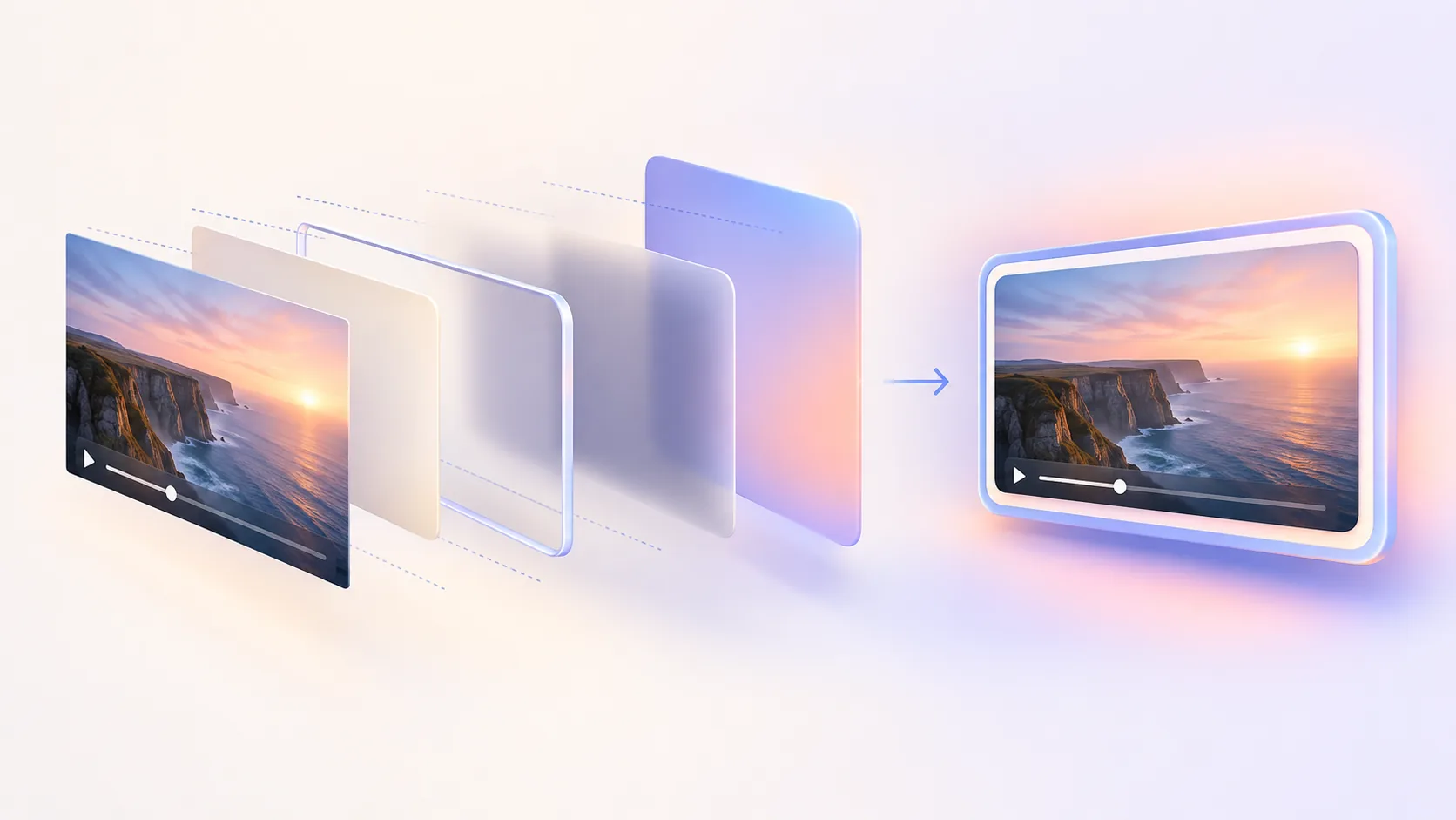 Exploded layers of source video, padding, mask, shadow, and background