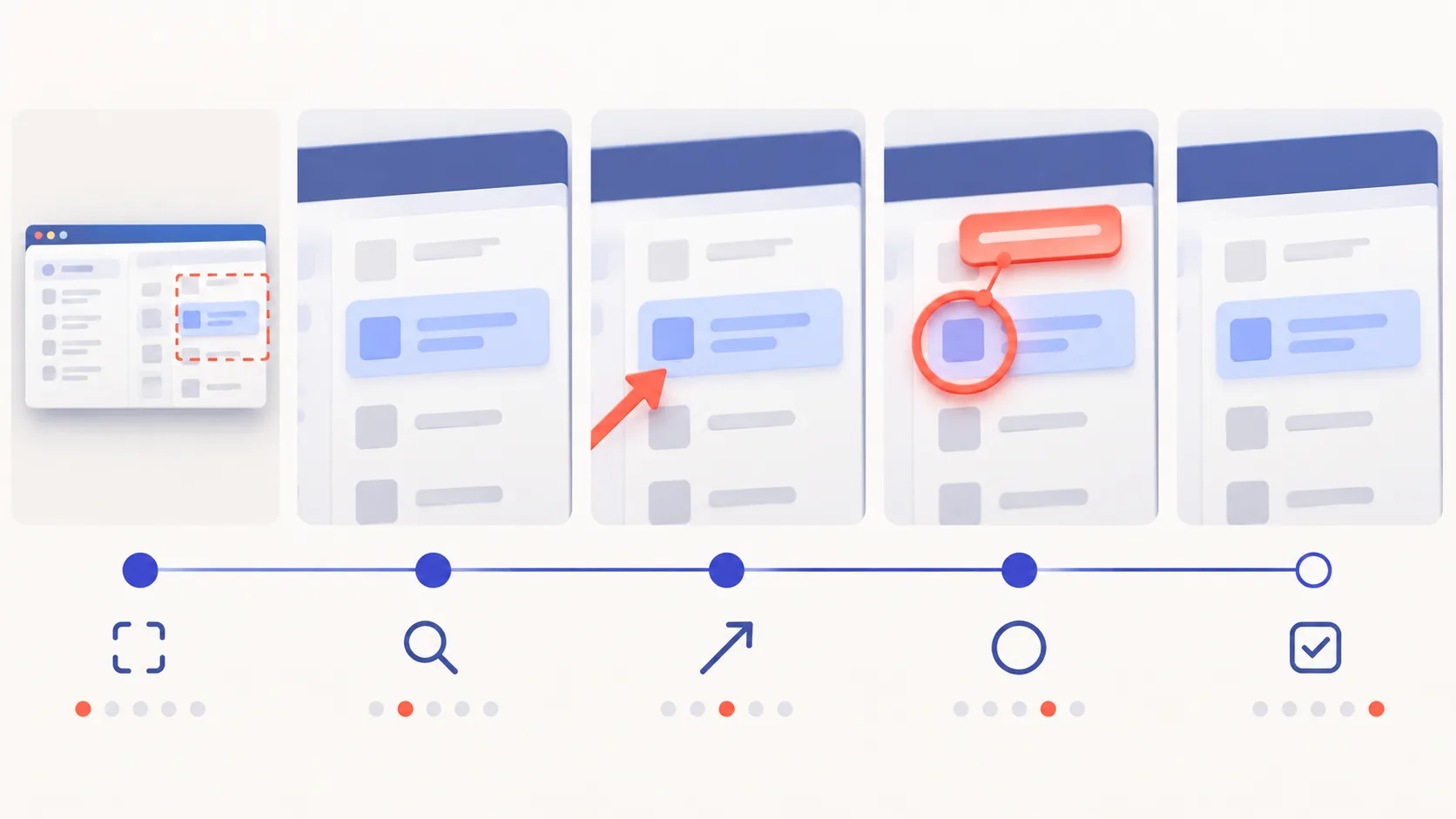 Annotation hierarchy moving from framing to one arrow, highlight, and clean final frame