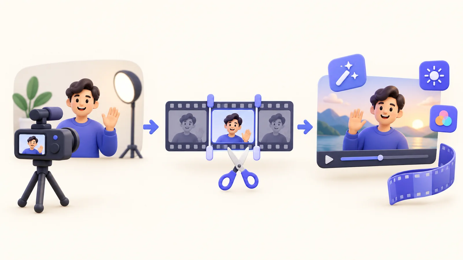 Basic capture, trimming, and editable presentation shown as distinct stages