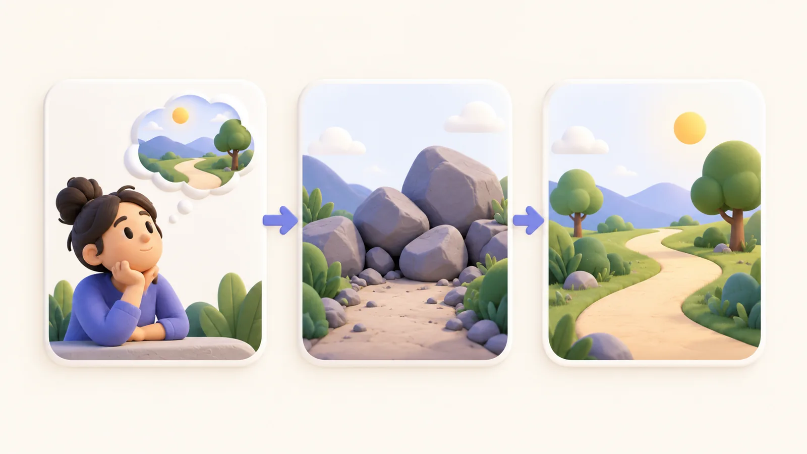 Observation, consequence, and proposed adjustment connect as three review cards