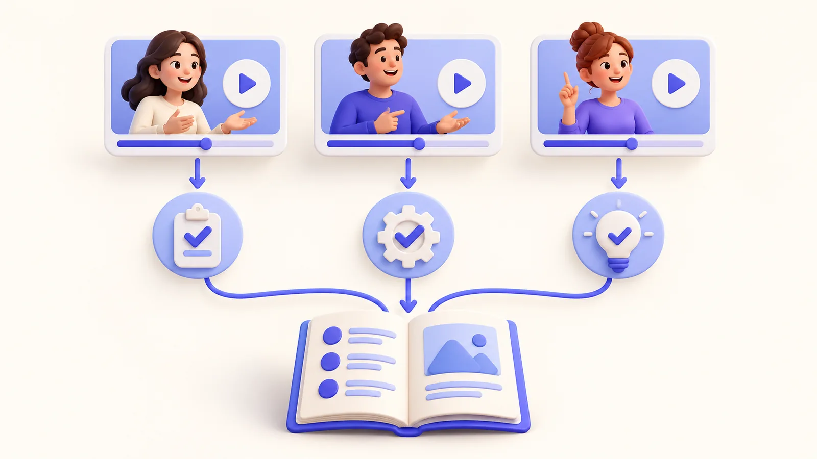 Three onboarding modules lead to separate completed tasks beside a written guide