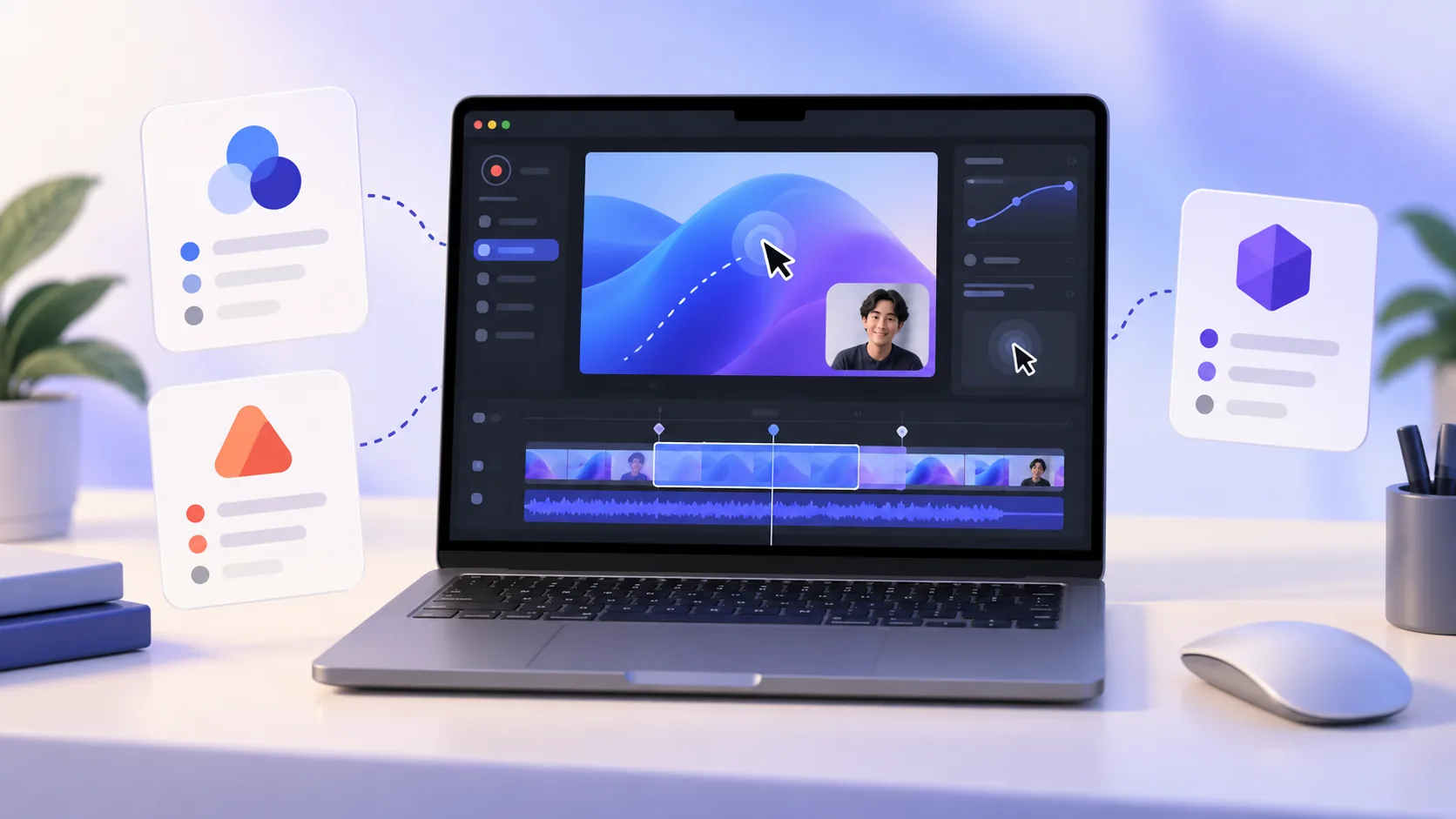 Seven Screen Studio alternatives arranged around a Mac recording workspace